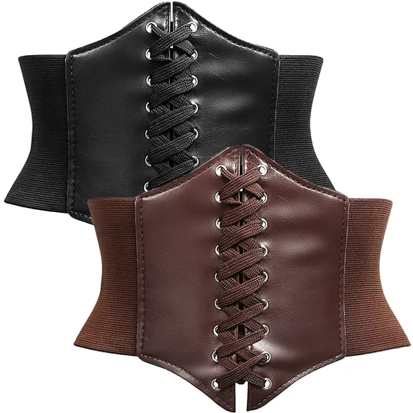 Damen Schnürkorsett 2 Stücke Steampunk Korsett Gürtel Retro Breite Korsett Gürtel Elastischer Gürtel Gebunden Gebundener Waspie Taille Gürtel Elastischen Breiten Band Hüftgurt für Damen für Partys