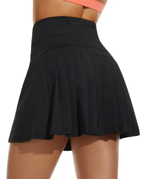 Damen Plissierte Tennisrock mit Hose Sommerrock Minirock Sportrock Golfrock Tennis Golf Rock Sport Workout Running kurz