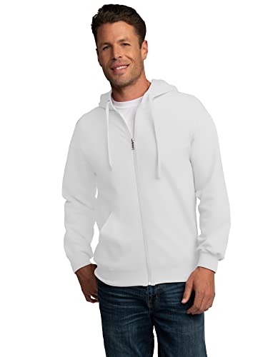 Fruit of the Loom Mens Eversoft Fleece Hoodies, Pullover & Full Zip, Moisture Wicking & Breathable, Sizes S-4x - Medium - Full Zip - White