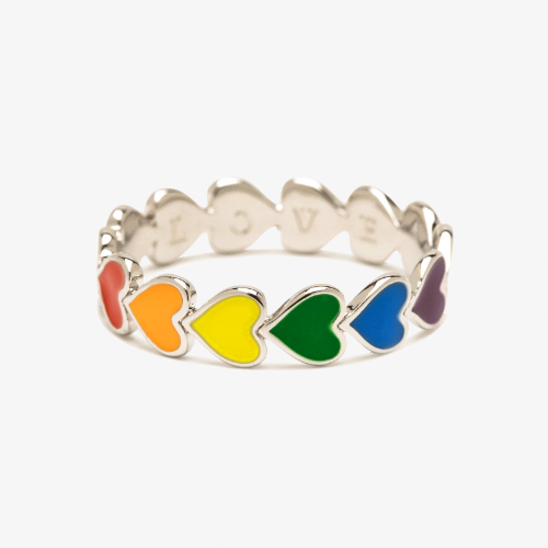 Rainbow Heart Band Ring | 9