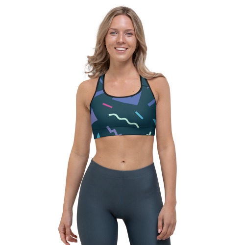 Classic Blue Color Sports Bra - Black / L