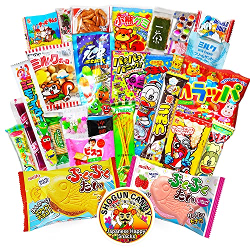 SHOGUN CANDY, Japanese Snacks & Japanese Candy Kawaii Dagashi Assortment 30 Pieces