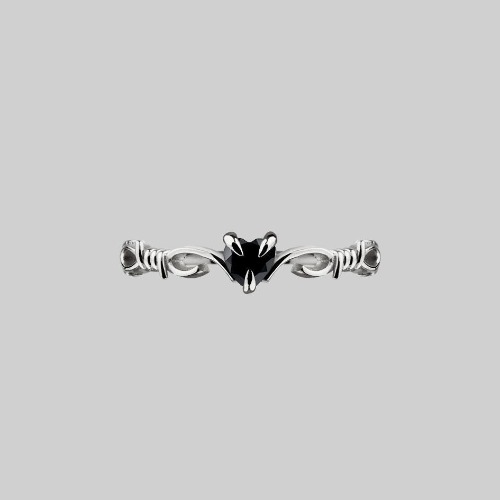 FATAL. Barbed Wire & Black Spinel Heart Ring - Silver | Silver / XSmall