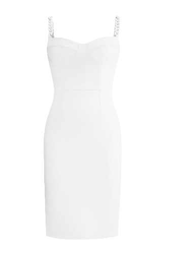 Bodycon Dress with Chain Straps - 6 / White