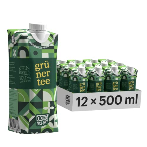 Ocha-Ocha® - Japanischer Eistee ohne Zucker - Cold Brew Grüntee 100% ungesüßt - Kalorienfrei - ohne Süßungsmittel - Vegan - Vorratspack 12x500ml