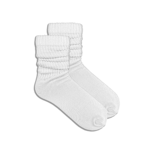 White Slouch Socks - White / Medium