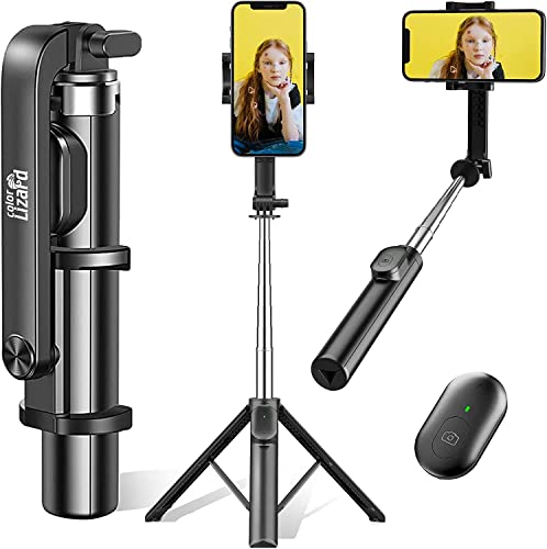 COLORLIZARD Phone Tripod Selfie Stick Tripod for iphone,Bluetooth Remote Selfie Stick Compatible with iPhone, GoPro, Samsung, Android - 43IN