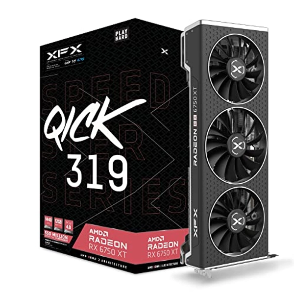 XFX Speedster QICK319 Radeon RX 6750XT Ultra Gaming Graphics Card with 12GB GDDR6 HDMI 3xDP, AMD RDNA 2 RX-675XYLUDP