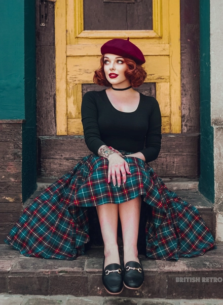 Clan Green Tartan 50s Style 'Bonny Skirt' With Pockets And Matching Belt