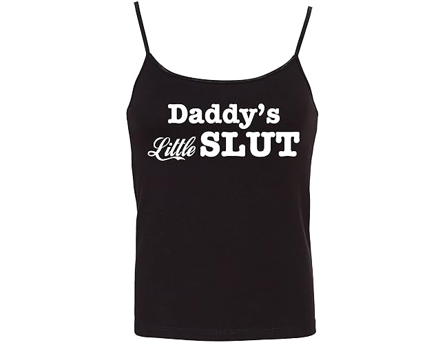 Knaughty Knickers Daddy's Little Fun Flirty Camisole Cami Tank Top Sleep Wear Fitted Scoop Neck - Medium - Black