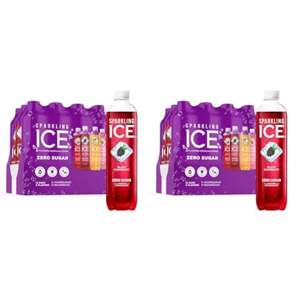 Sparkling Ice Purple Variety Pack, Flavored Water, Zero Sugar, with Vitamins and Antioxidants, 17 fl oz, 12 count (Black Raspberry, Cherry Limeade, Orange Mango, Kiwi Strawberry) (Pack of 2)