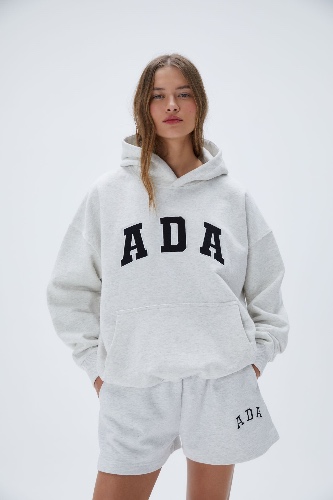 ADA Oversized Hoodie - Light Grey Melange | S