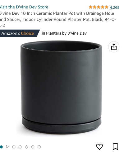 Amazon.com : D'vine Dev 10 Inch Ceramic Planter Pot with Drainage Hole and Saucer, Indoor Cylinder Round Planter Pot, Black, 94-O-L-2 : Patio, Lawn & Garden