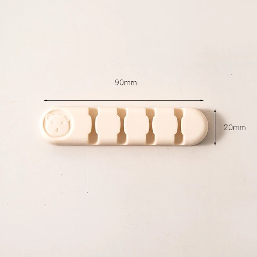 Pastel, Black or White Cute Bear Modern Cable Holder Organizer for Gaming Desktop - Cream