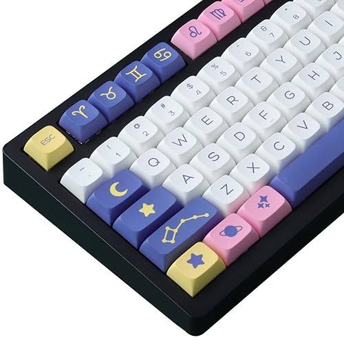 JOMKIZ Keycaps,132 Keys PBT Keycaps Set Constellation XDA Profile Dye Sublimation Customized US Layout Keycaps for with Cherry MX Switches Mechanical Keyboards - White