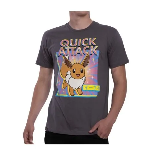 Eevee Pokémon Greatest Hits Gray Relaxed Fit Crew Neck T-Shirt 