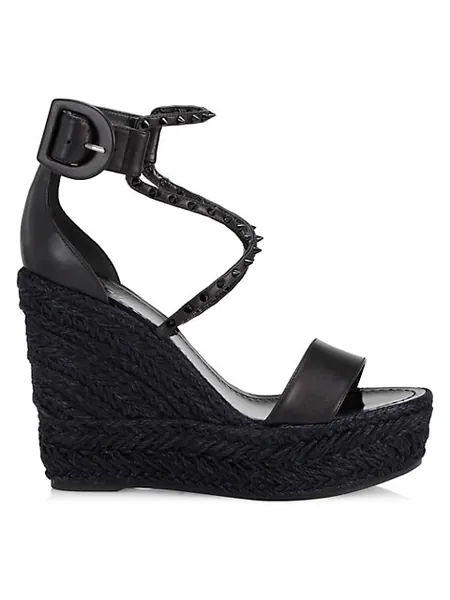 Chocazeppa Spikes Leather Wedge Sandals