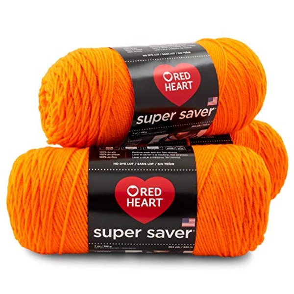 RED HEART Super Saver 3-Pack yarn, PUMPKIN 3 Pack