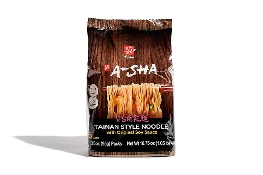 A-Sha Healthy Ramen Noodles With Original Soy Sauce - Chewy Tainan Thin Sized Noodles, 1 Bag(5 Servings) - Soy(Tainan)