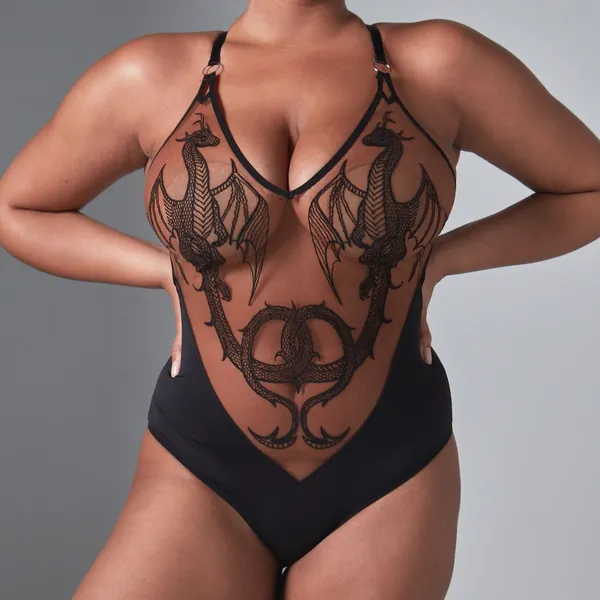 Dracona Bodysuit (Available in 2 Nudes) | Black/butterscotch / M