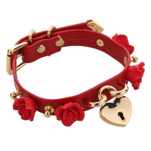 Golden Heart Locket Collar - Red Gold
