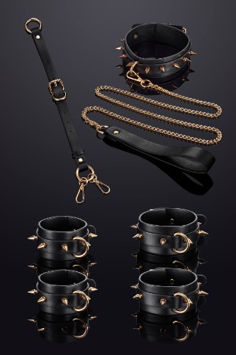 Thorn Leather Bondage Set BDSM Black - Black