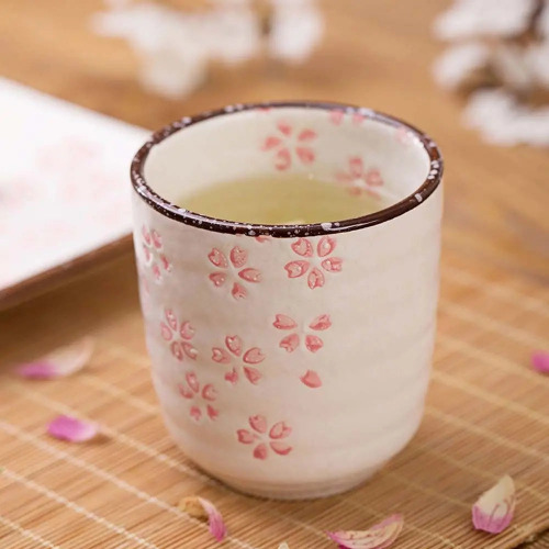 Cute Pink Cherry Blossoms Tea Ceramic Mug - <200ml / White