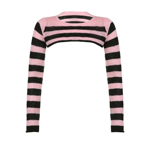 'Name' Pink And Black Kawaii Pullover Knitted Top - Pink / L