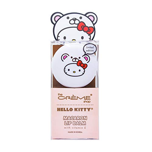 The Crème Shop x Sanrio Hello Kitty Macaron Lip Balm Korean Cute Scented Pocket Portable Soothing Cruelty-Free (Hello Kitty White Chocolate) - White Chocolate - 1 Count (Pack of 1)
