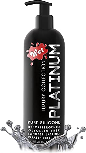 Wet Platinum Silicone Based Lube 16 oz Bottle, Premium Personal Luxury Lubricant, Men, Women & Condom Compatible Water Resistant Non Sticky Hypoallergenic Paraben Free
