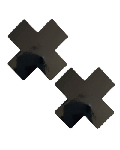 Neva Nude Black Vinyl Cross Pasties | Black
