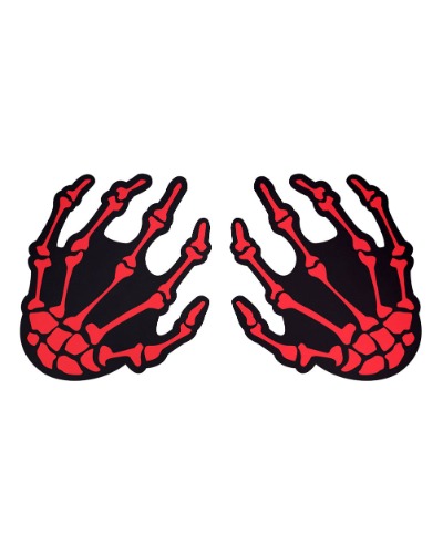 Pastease Bloody Skeletal Hands Nipple Pasties | Black/Red