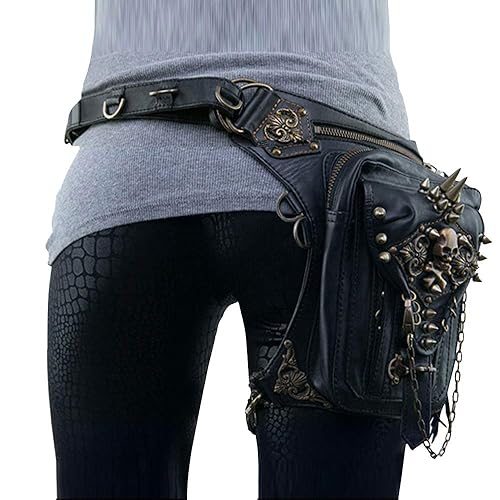 Kissybride Retro Crossbody Bag Vintage Steampunk Waist Pack Women Motorcycle Leg Purse Shoulder Bag