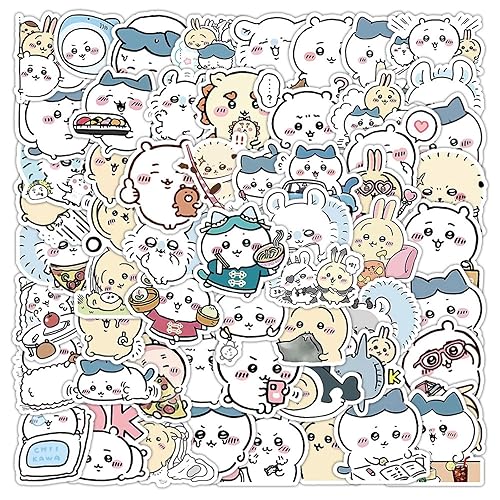 60pcs Kawaii Chiikawa Stickers for Kids Travel Case,Cute Japanese Cartoon Vinyl Stickers Funny Trendy Waterproof Decals for Teens Water Bottle Phone Journal Guitar Skateboard - Chiikawa