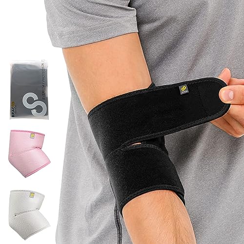 Bracoo Elbow Support Brace for Women Men, Neoprene Wrap for Tennis Elbow, Golfer's Elbow, Bursitis, Sprains, Strains, Tendonitis, Sports Injury Recovery Joint, Arthritis Pain Relief, ES10 - Black