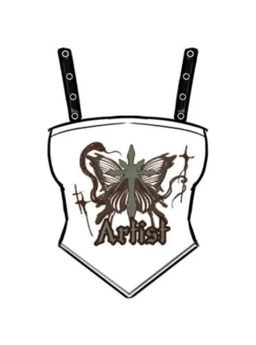 Y2K Butterfly Print Black/White Cami Top