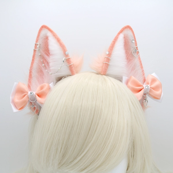 Peach Puppy Ears - Puppy Dog Ears Headband, Neko Cat Ears, Faux Fur Realistic Puppy Dog Ears, Cosplay Anime Ears, Petplay Puppy MTO