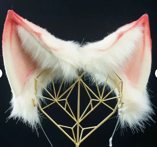 Realistic fox Ears, Fluffy fox ears, Faux Fur ears, cat Ears Headband，fox ears Headband, fox ears ,pink fox Ears, Faux fur Ears, 200