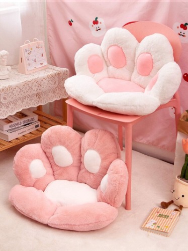 Paw Print Seat Cushion - White / 60x70cm