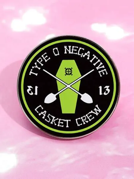 1pc Type O Negative Casket Crew Tinplate Pin Custom Coffin Button Brooch Cartoon Collar Badge Jewelry Gift For Friends Family