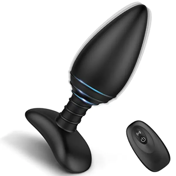 Vibrating Butt Plug, Silicone Rechargeable Anal Vibrator with Remote Control 6 Vibration Modes Waterproof Anal Sex Toys for Men, Women and Couples Black