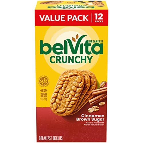 belVita Cinnamon Brown Sugar Breakfast Biscuits, Value Pack, 12 Packs (4 Biscuits Per Pack) - Cinnamon Brown Sugar - 4 Count (Pack of 12)