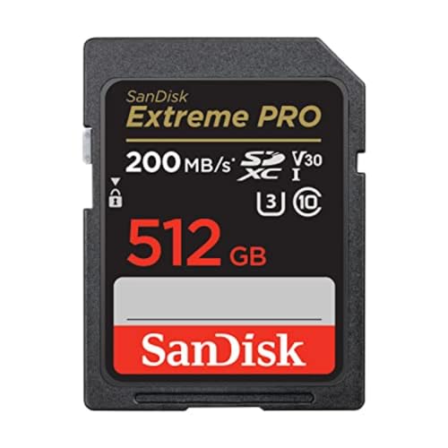 SanDisk 512GB Extreme PRO SDXC UHS-I Memory Card - C10, U3, V30, 4K UHD, SD Card - SDSDXXD-512G-GN4IN, Dark gray/Black - 512GB - Memory Card Only