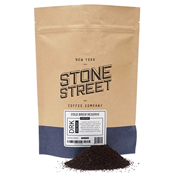 Stone Street Cold Brew Coffee, Strong & Smooth Blend, Low Acid, 100% Arabica, Gourmet Coffee, Coarse Ground, Dark Roast, Colombian Single Origin, 1 LB