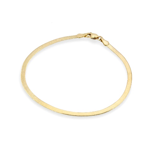 14k Gold Herringbone Chain Bracelet | 6"