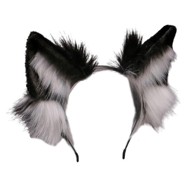 Luxurious Neko Ear Headband (10 Colors!) - Black White