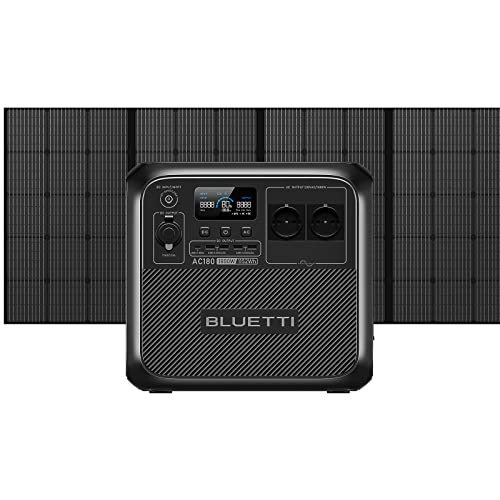 BLUETTI Generador Solar AC180 con Panel Solar PV350, Generador Solar LiFePO4 de 1152Wh con 2 Salidas AC de 1800W (2700W Pico), Estación de Energía Portátil para Camping, Viajes, Apagones
