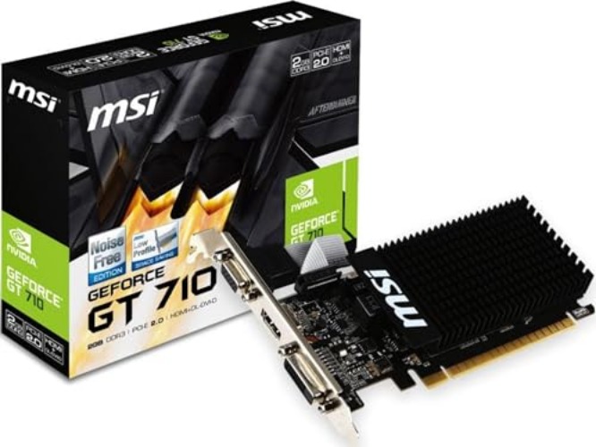 MSI V809-2000R NVIDIA GeForce GT 710 2GB - Tarjeta gráfica (Pasivo, LP/ATX, GDDR3, PCI Express x8 2.0) - MSI NVIDIA GT 710 2GB, discreto, PASSIVE