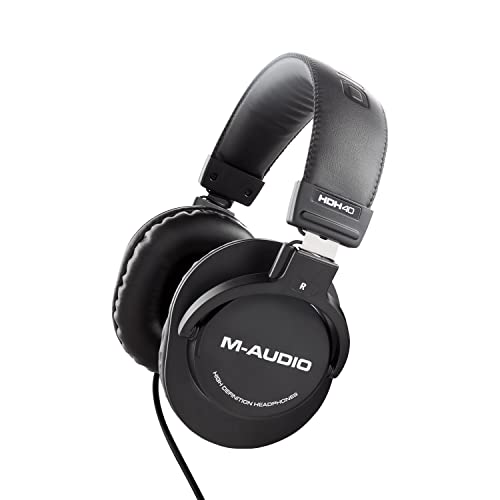 M-Audio HDH40 - Auriculares de estudio con diseño cerrado, diadema flexible y cable de 2,7 m para grabación y monitorización en estudio, podcasts, etc - Auriculares de piano HDH40