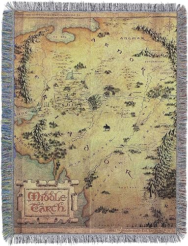 Northwest Lord of The Rings - The Hobbit Woven Tapestry Throw Blanket, 48" x 60", Middle Earth - Middle Earth